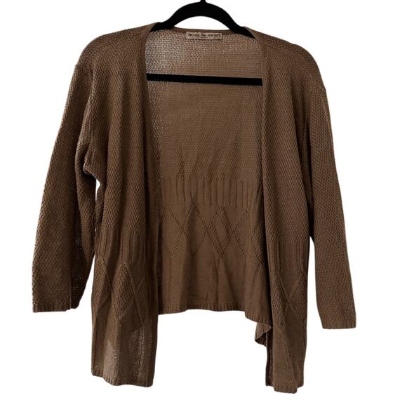 One two New York brown knit open cardigan - Picture 1 of 5